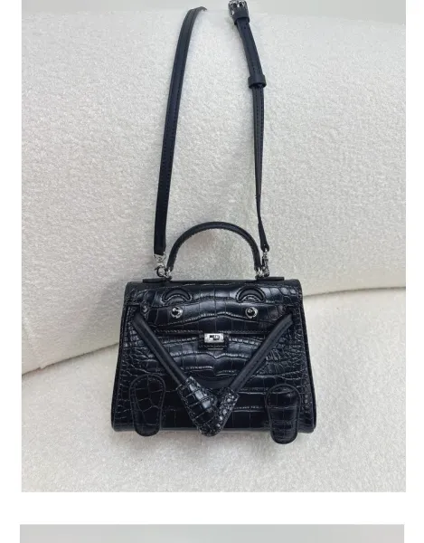 Hermès Mini Kelly Pochette Crocodile Black Handbag - 22
