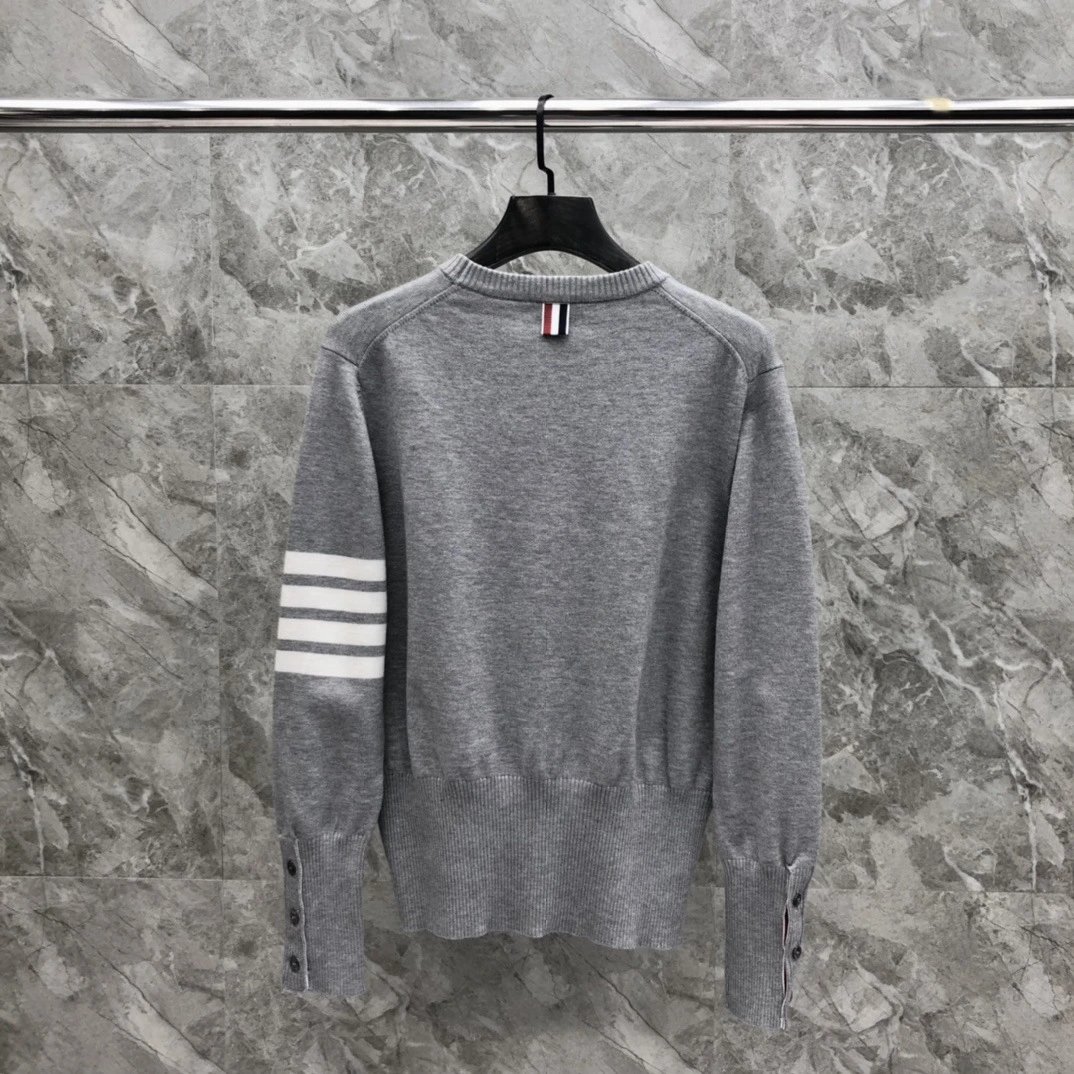 Thom Browne 4-Bar Stripe Crewneck Sweater Beige - 10