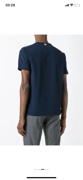 Thom Browne Classic Four-Bar Stripe Pocket T-Shirt Black - 8