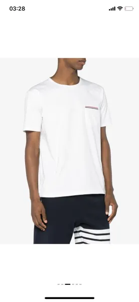 Thom Browne Classic Four-Bar Stripe Pocket T-Shirt Black - 10