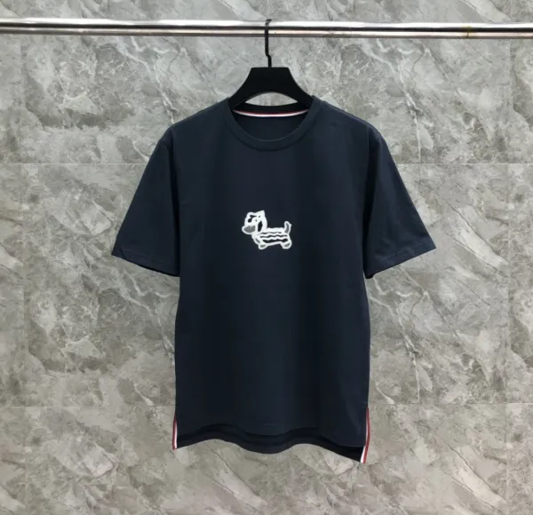 Thom Browne Pink Dog Embroidered T-Shirt - 42