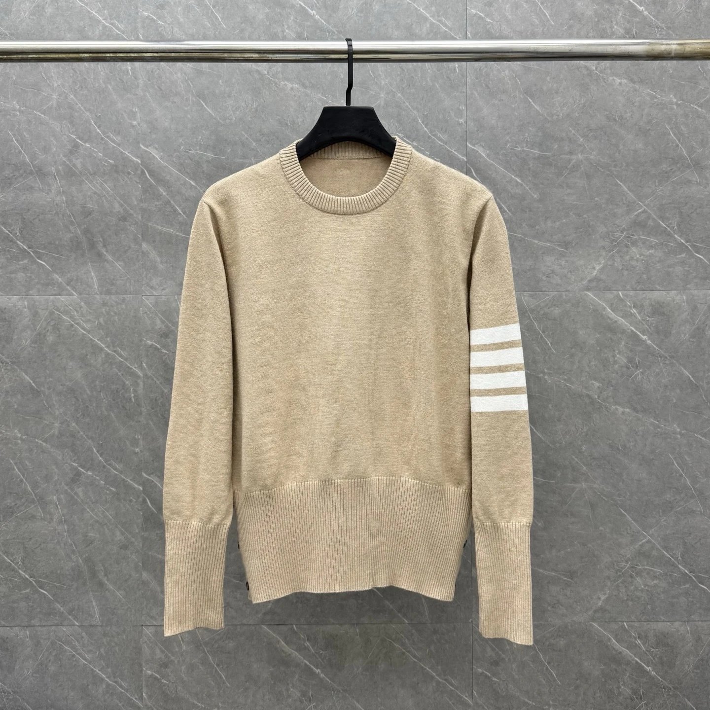 Thom Browne 4-Bar Stripe Crewneck Sweater Beige - 42