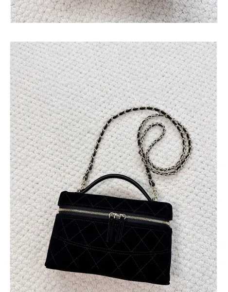 Chanel Mini Vanity Case Black Velvet Chain Bag - 19