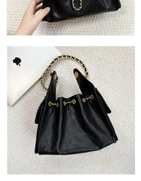 Chanel 22 Bag Black Quilted Leather Chain Shoulder Bag - 25