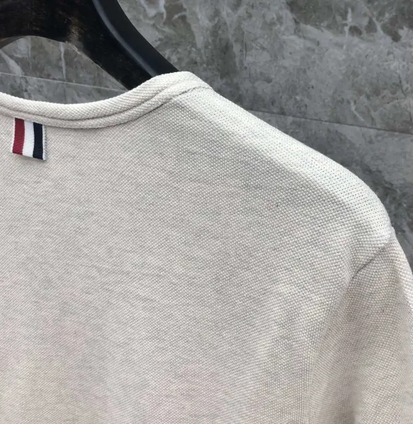 Thom Browne 4-Bar Stripe Cotton T-Shirt Beige T-Shirt - 6