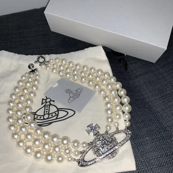 Vivienne Westwood Orb Pearl Necklace Gold - 5