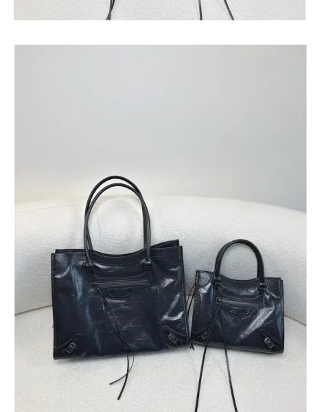 Balenciaga Mini City Bag Black Crinkled Leather Handbag - 14