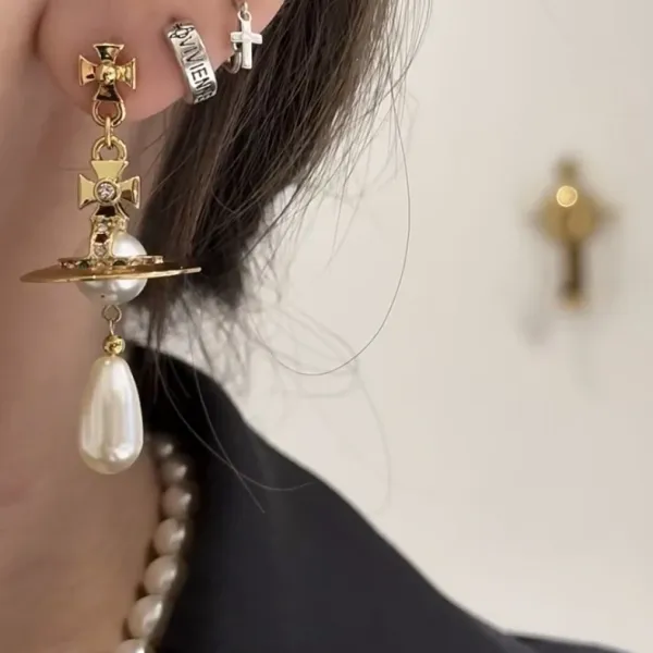 Vivienne Westwood Orb Pearl Earrings Silver - 7
