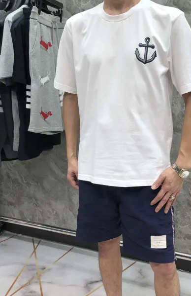 Thom Browne Anchor Embroidered Navy T-Shirt - 12