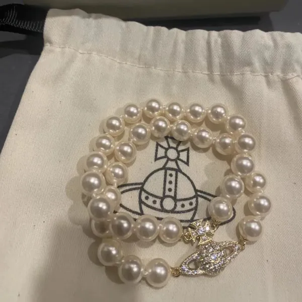 Vivienne Westwood Orb Pearl Bracelet White Silver Jewelry - 9