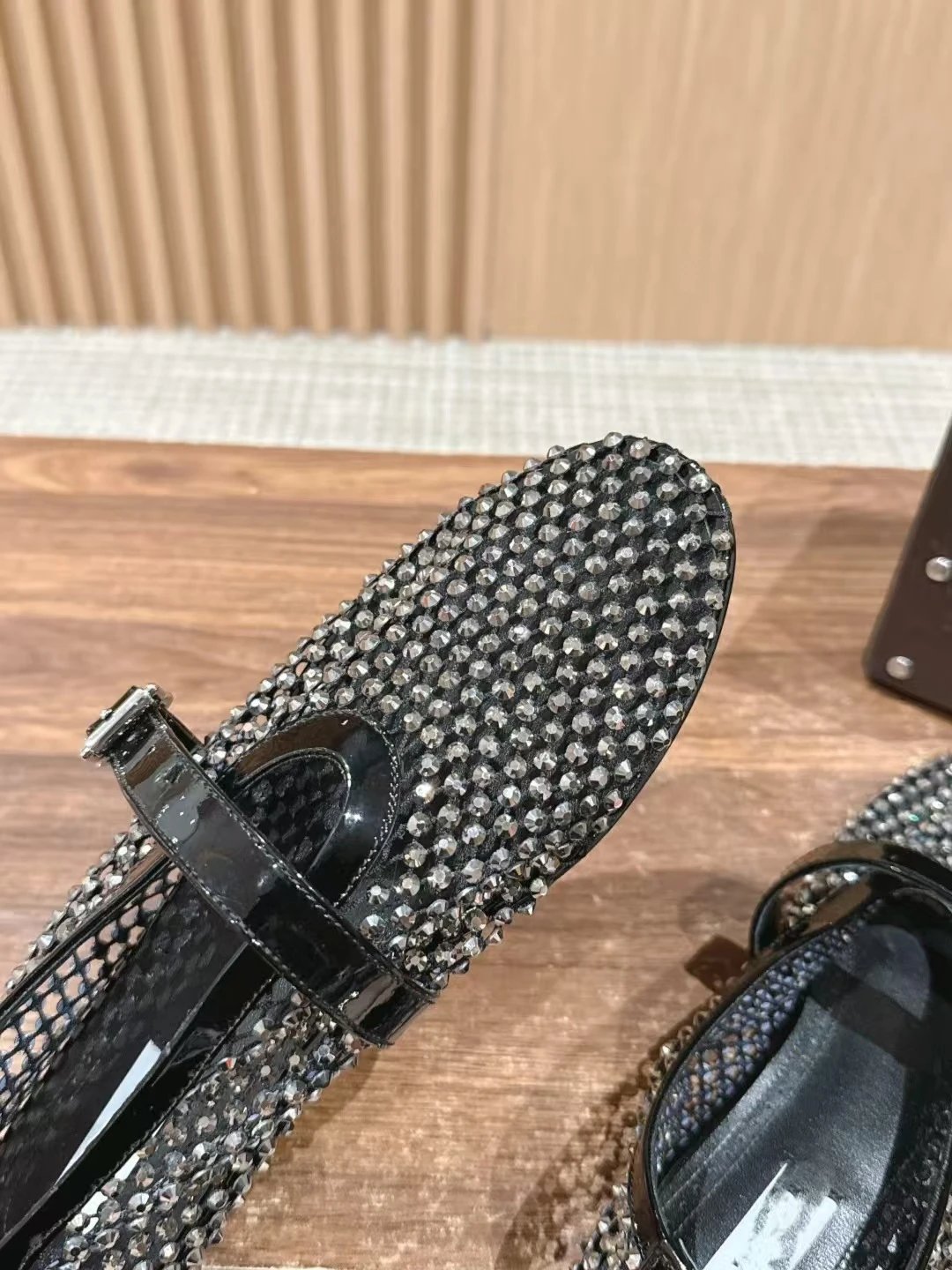Prada Mary Jane Flat Black Studded Leather Shoes - 34