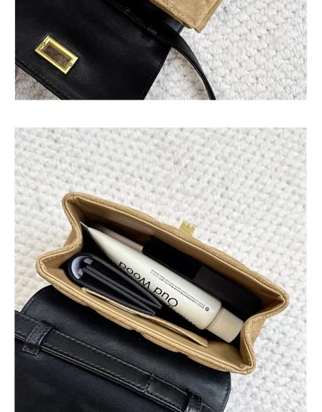 Saint Tears Quilted Two-Tone Crossbody Bag Black Beige - 43