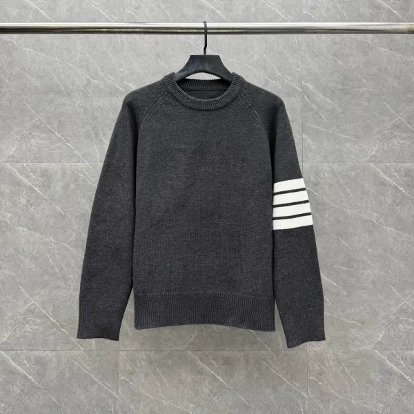 Thom Browne 4-Bar Stripe Crewneck Sweater Gray - 42