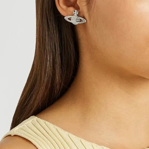 Vivienne Westwood Orb Crystal Silver Earrings - 7