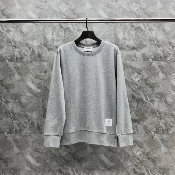 Thom Browne Classic Four-Bar Stripe Gray Sweatshirt - 6