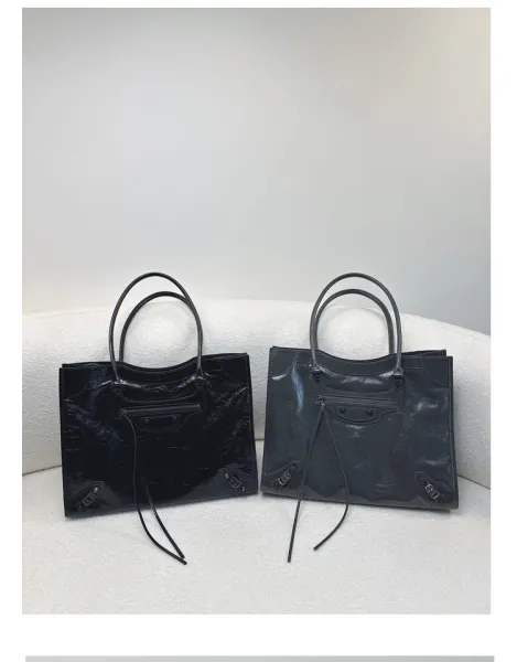 Balenciaga Mini City Bag Black Crinkled Leather Handbag - 18