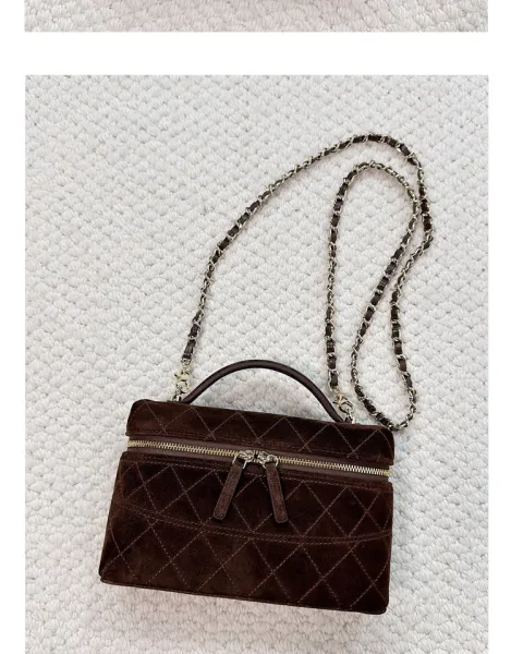 Chanel Mini Vanity Case Black Velvet Chain Bag - 25