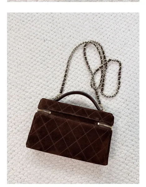 Chanel Mini Vanity Case Black Velvet Chain Bag - 27