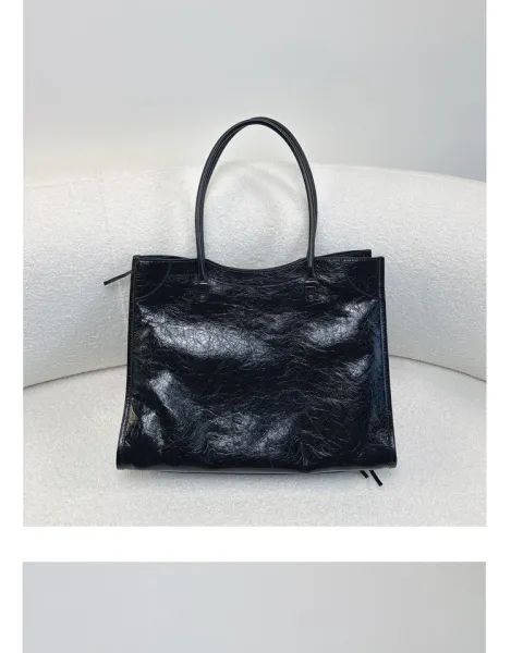 Balenciaga Mini City Bag Black Crinkled Leather Handbag - 23