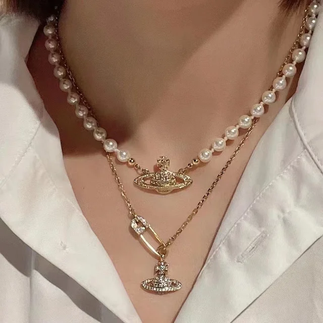 Vivienne Westwood Jewelry Crystal Orb Safety Pin Necklace product detail image 7