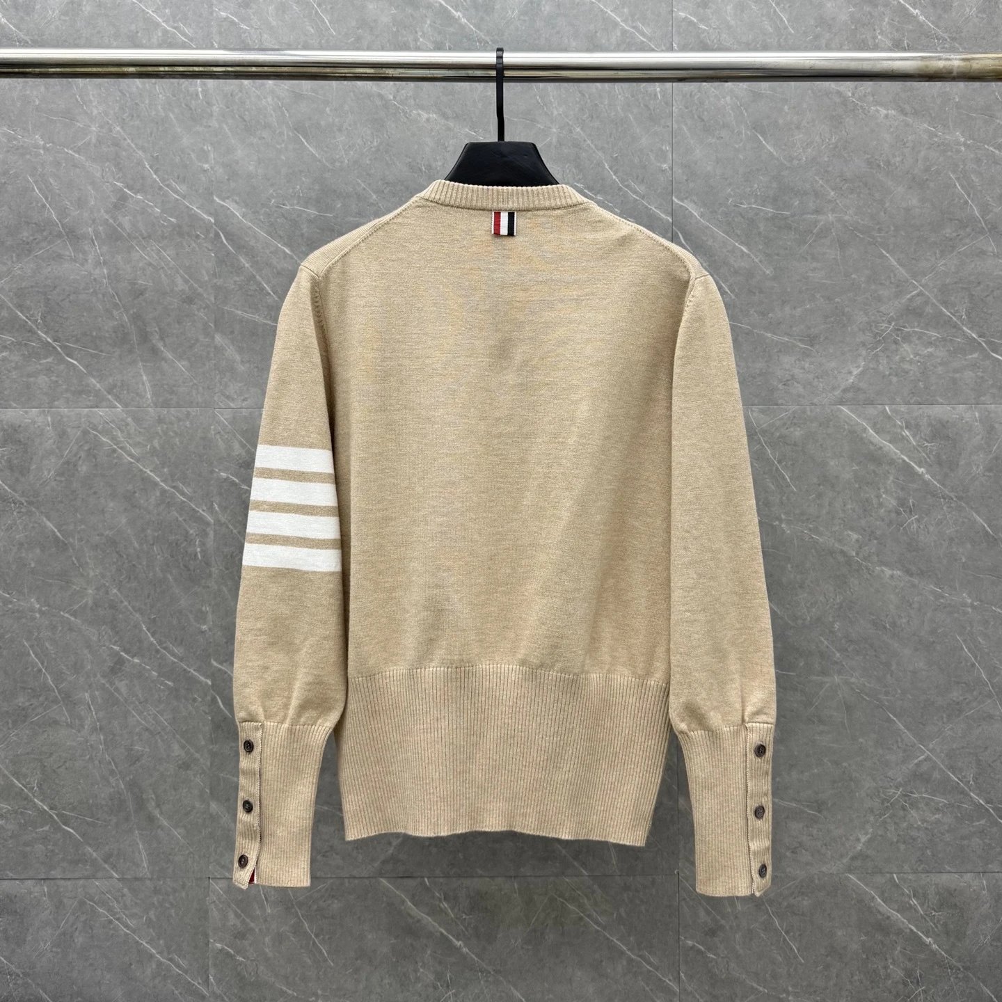 Thom Browne 4-Bar Stripe Crewneck Sweater Beige - 43