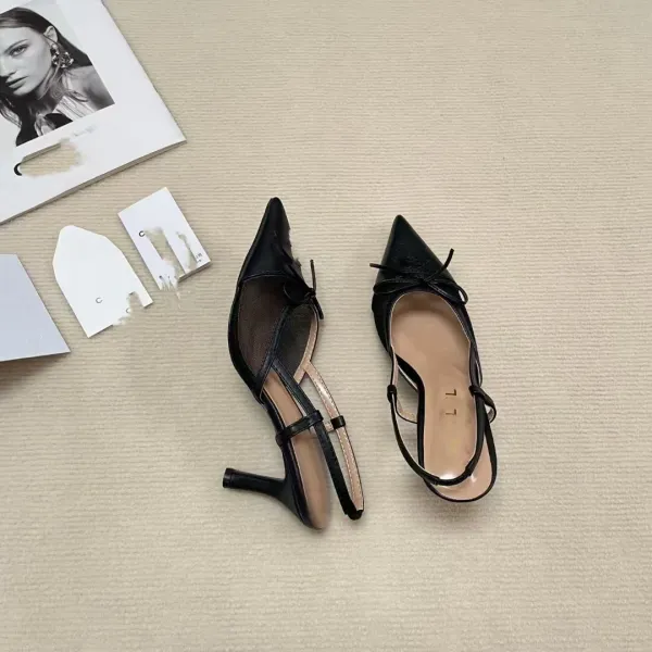 Chanel Two-Tone Bow Slingback Heels - 5