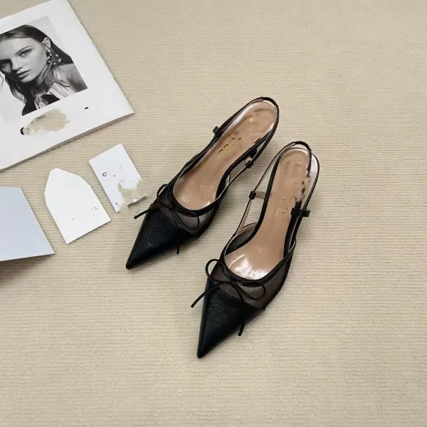 Chanel Two-Tone Bow Slingback Heels - 6
