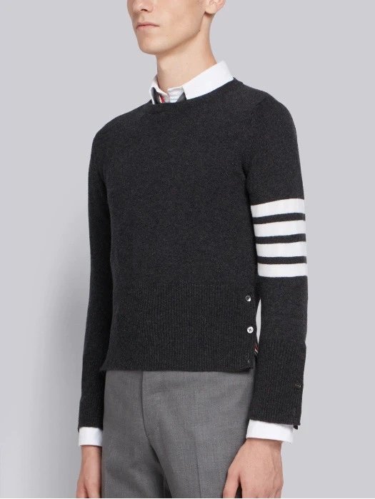 Thom Browne 4-Bar Stripe Crewneck Sweater Beige - 4