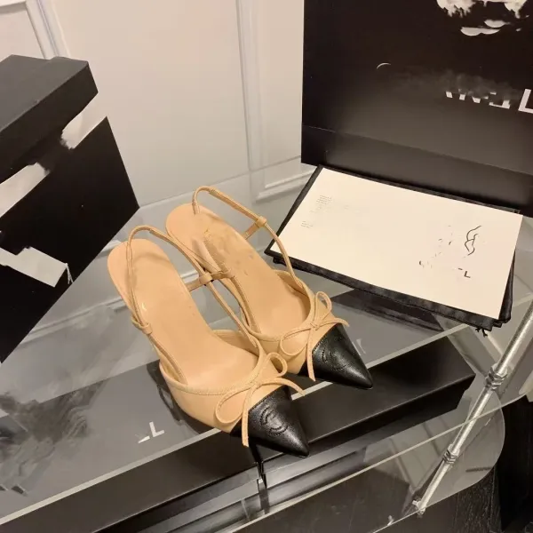 Chanel Two-Tone Bow Slingback Heels - 14