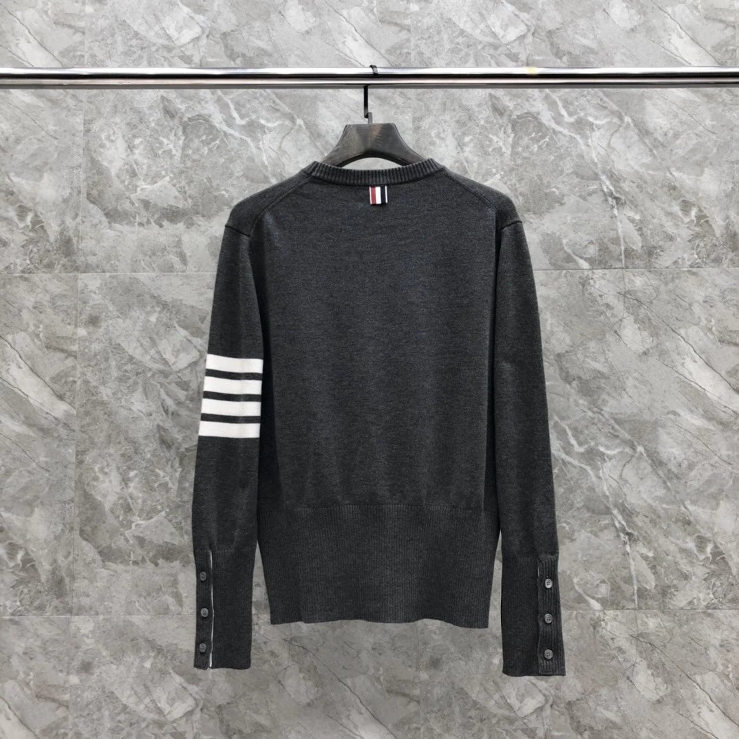Thom Browne 4-Bar Stripe Crewneck Sweater Beige - 27