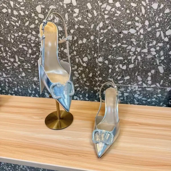 Gucci Diamantissima Heart-Embellished Slingback Stilettos Black Heels - 21