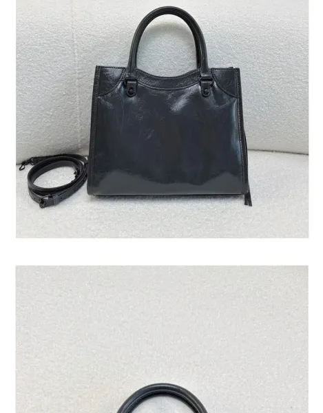 Balenciaga Mini City Bag Black Crinkled Leather Handbag - 31