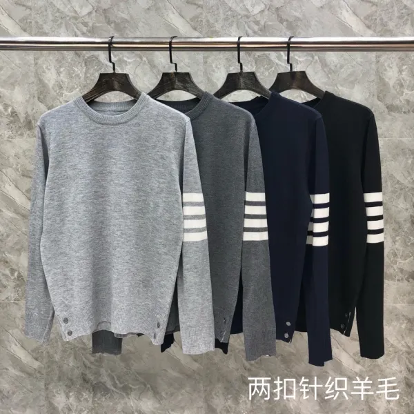 Thom Browne 4-Bar Stripe Navy Wool Sweater - 14
