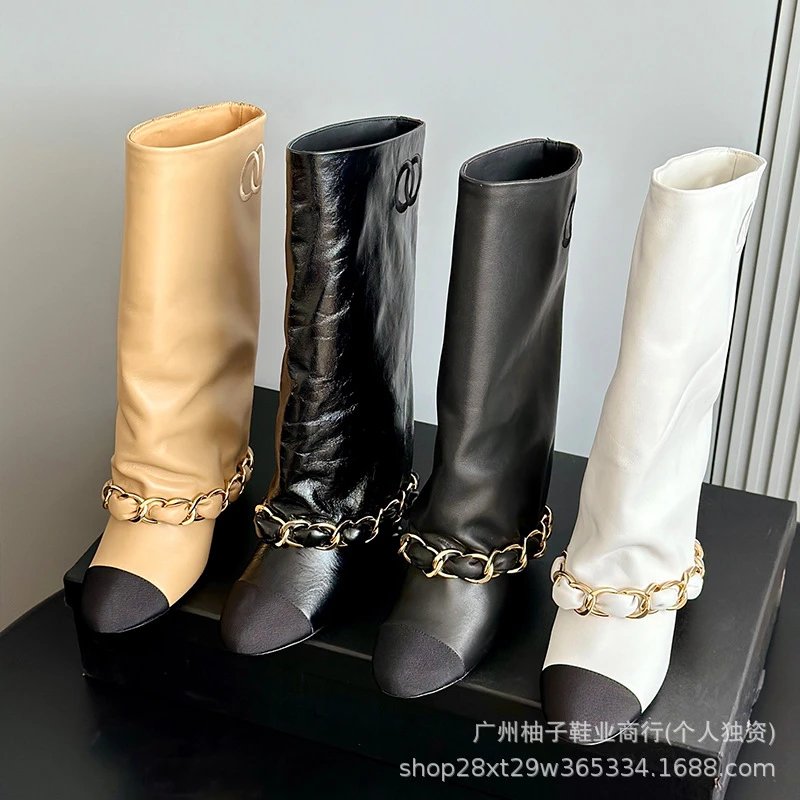 Chain Mid-Calf Knight Boot