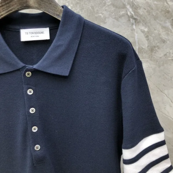 Thom Browne Classic Four-Bar Stripe Gray Knit Polo - 31