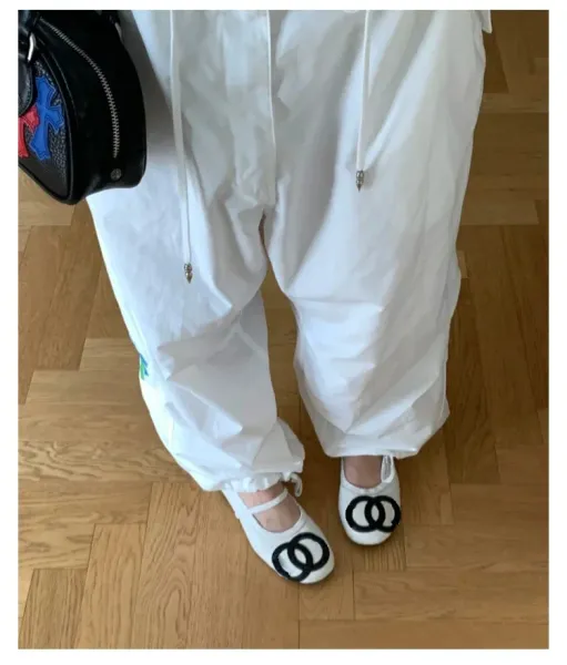 Chanel CC Logo Quilted Mary Jane Flats White - 15