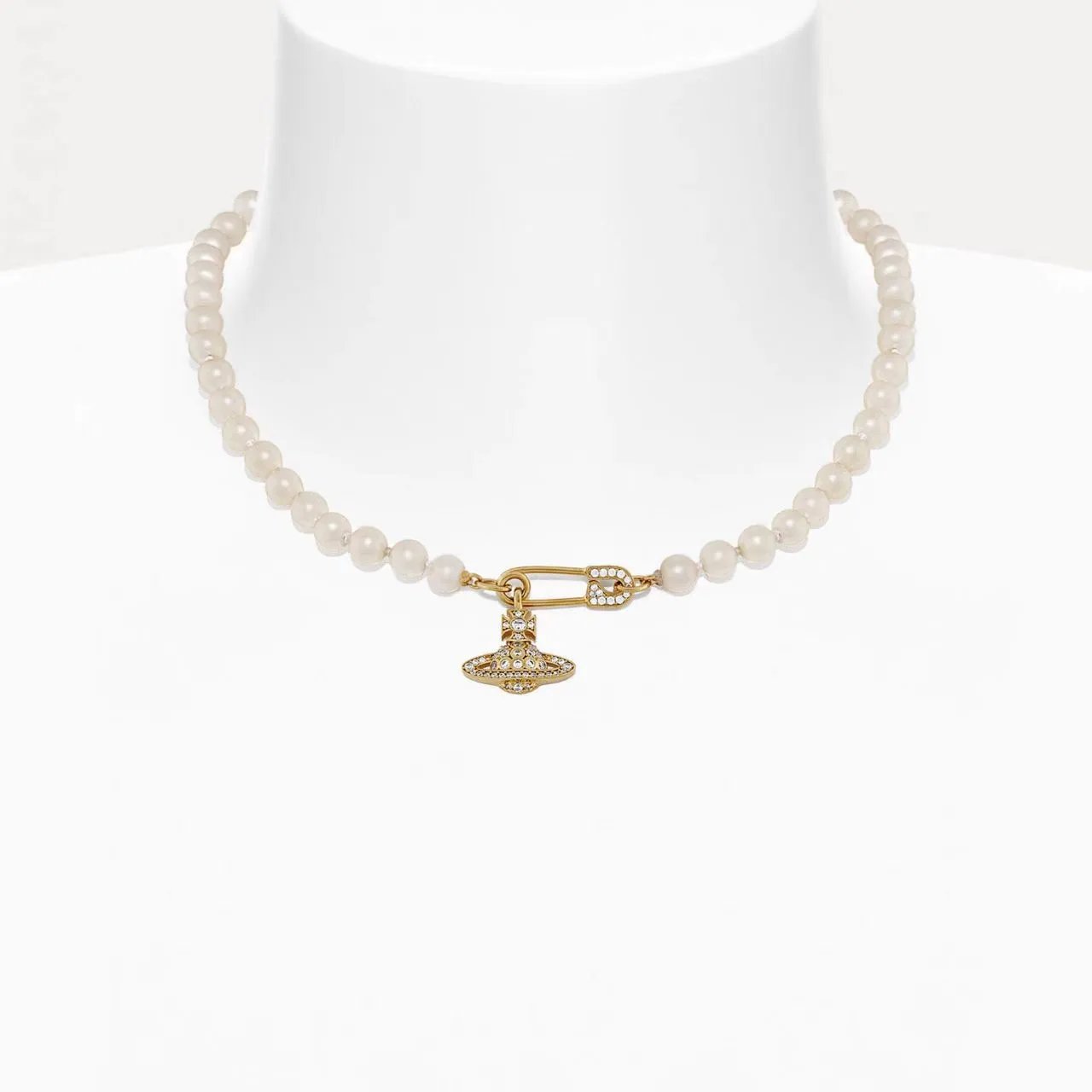 Vivienne Westwood Orb Pearl Necklace Gold - 23