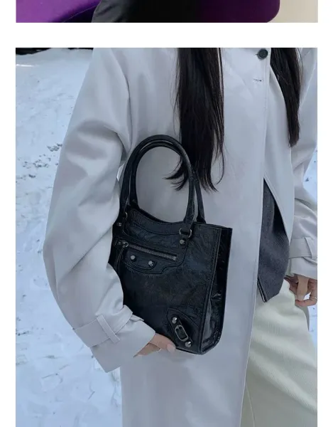 Balenciaga Mini City Bag Black Crinkled Leather Handbag - 8