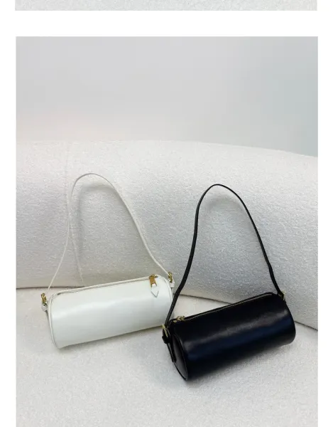 Cow Print Cylinder Shoulder Bag with Gold Hardware - 21