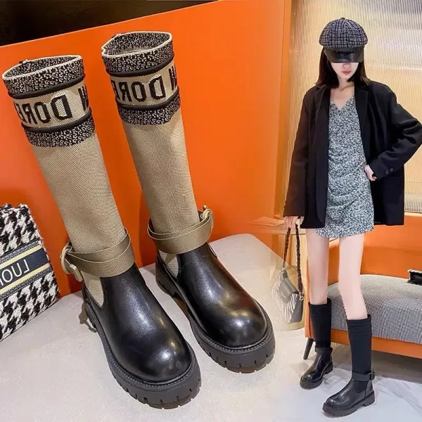 Dior Saddle Knit Boots Black - 6