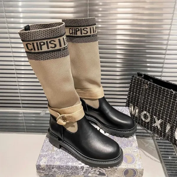 Dior Saddle Knit Boots Black - 7