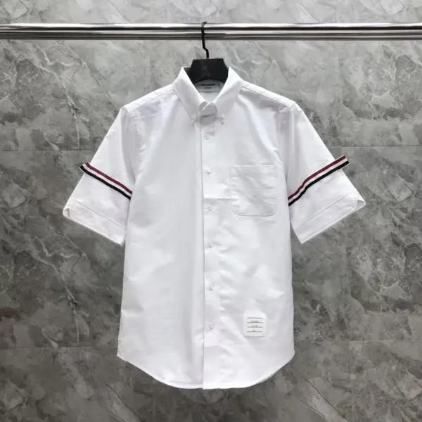 Thom Browne Short-Sleeve Oxford Shirt Light Blue - 30