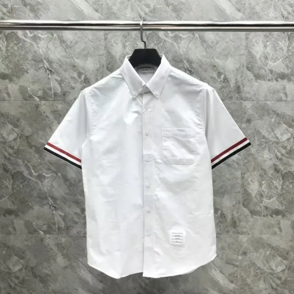 Thom Browne Short-Sleeve Oxford Shirt Light Blue - 35