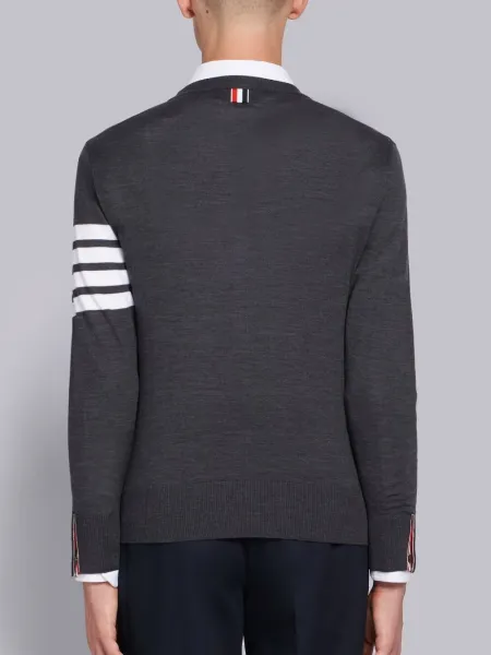 Thom Browne 4-Bar Stripe Navy Wool Sweater - 3