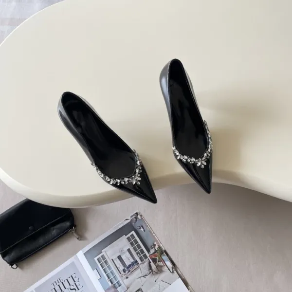 Saint Tears Pearl-Embellished Patent Leather Pointed-Toe Flats Brown - 18