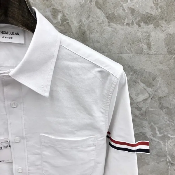 Thom Browne Classic Four-Bar Stripe White Shirt - 5