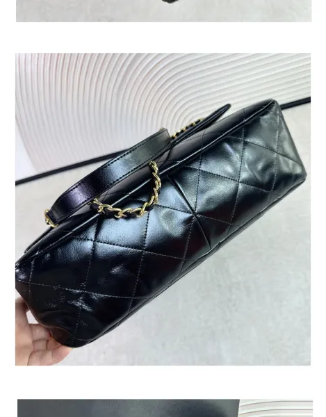 Chanel Classic Flap Bag Black Quilted Leather Shoulder Bag - 13