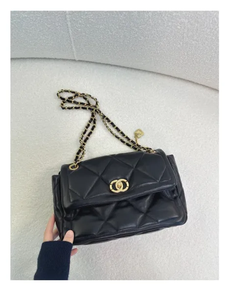 Chanel 19 Bag Black Quilted Leather Chain Shoulder Bag - 16