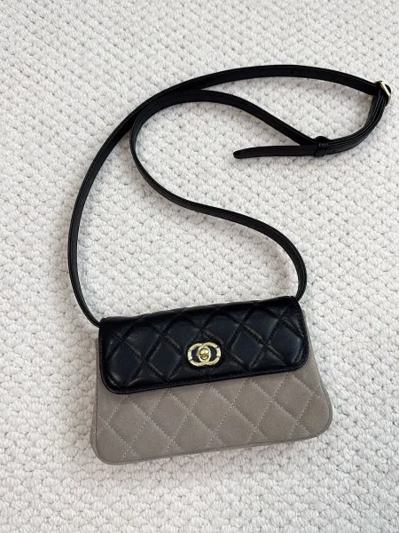 Chanel Mini Flap Bag Two-Tone Black and Gray Quilted Leather Crossbody Bag - 1