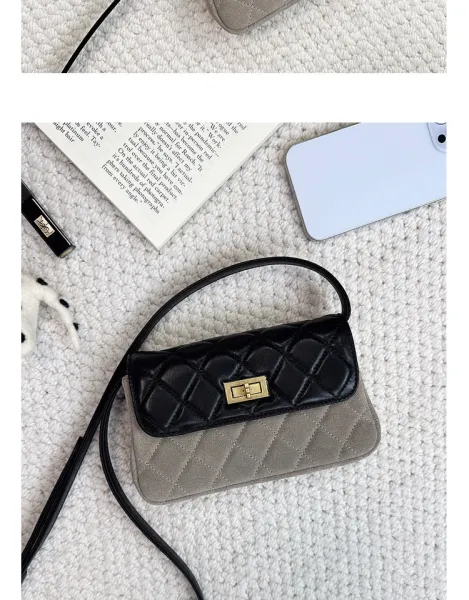 Saint Tears Quilted Two-Tone Crossbody Bag Black Beige - 25